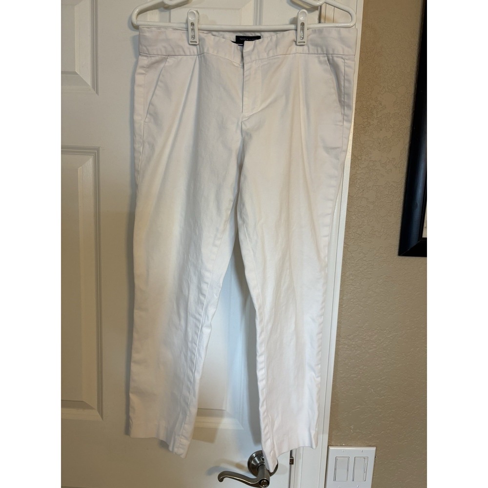 Tommy Hilfiger Women's White Cropped Chino Pants, Stretch, Size 10, Classic